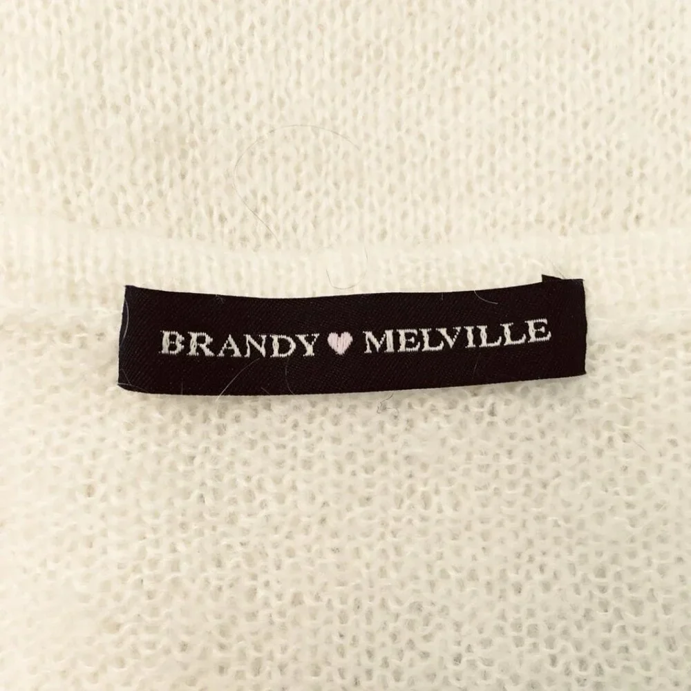 Brandy Melville Andi Sweater Sz M Mohair Blend Relaxed Rolled Hem Soft Cozy